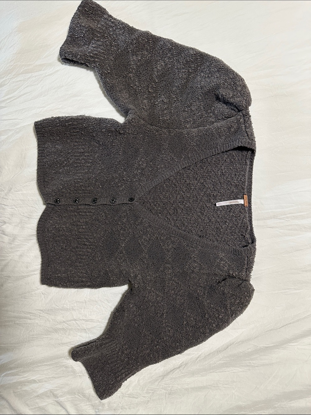 Free People Gray Textured V-Neck Cardigan - Size S